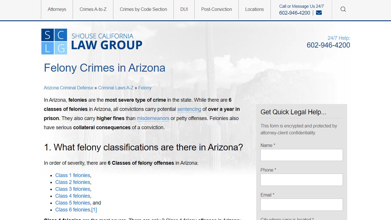 Felony Crimes in Arizona - Defintion and Penalties - Shouse Law Group